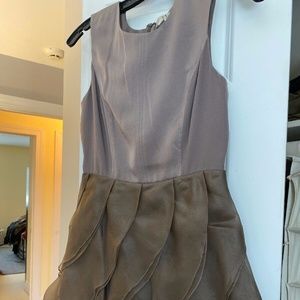 Halston Heritage Taupe Brown Cocktail Dress Size 4